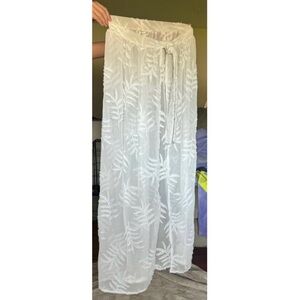 White Sheer Leaf Pattern Tie Skirt